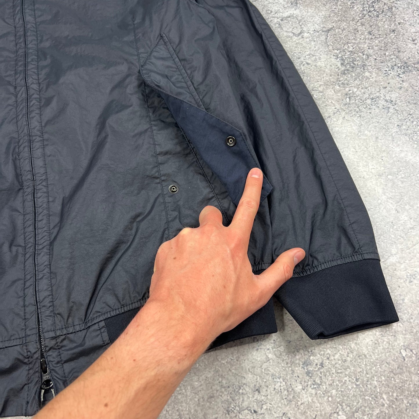 Stone Island Navy Membrana Bomber Jacket Medium 21.25”