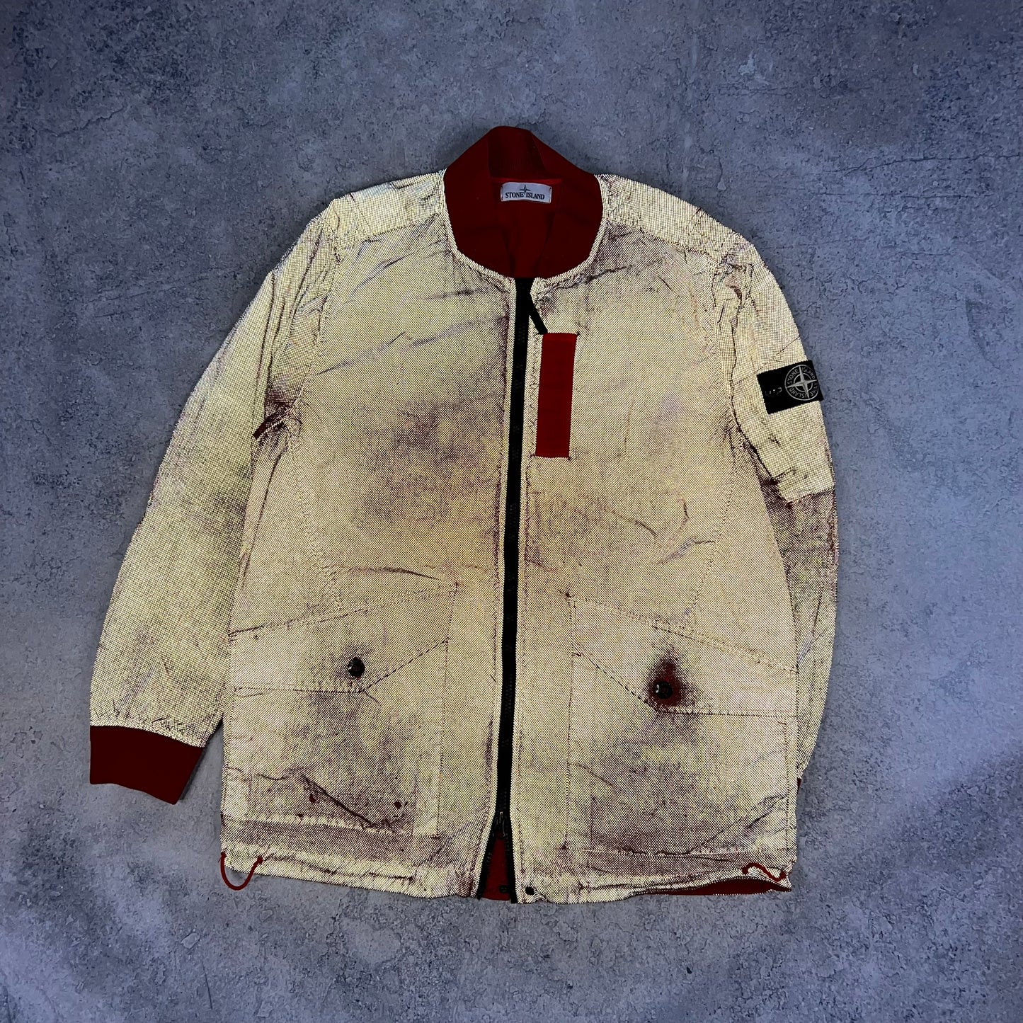 Stone Island Red Pixel Reflective Bomber Jacket XXL 25”