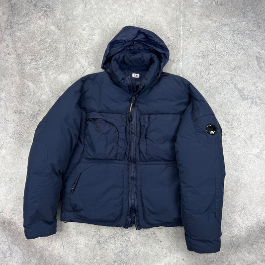 CP Company Navy Flatt Nylon Down Jacket Size 52- XL 25”