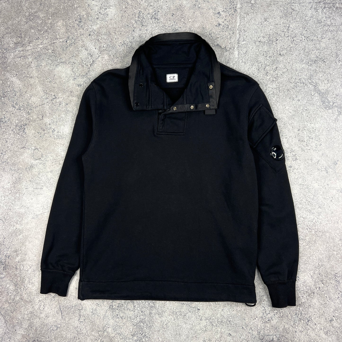 CP Company Black Button Up Lens Pullover Medium 21.5”