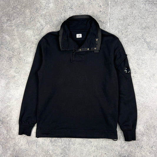 CP Company Black Button Up Lens Pullover Medium 21.5”