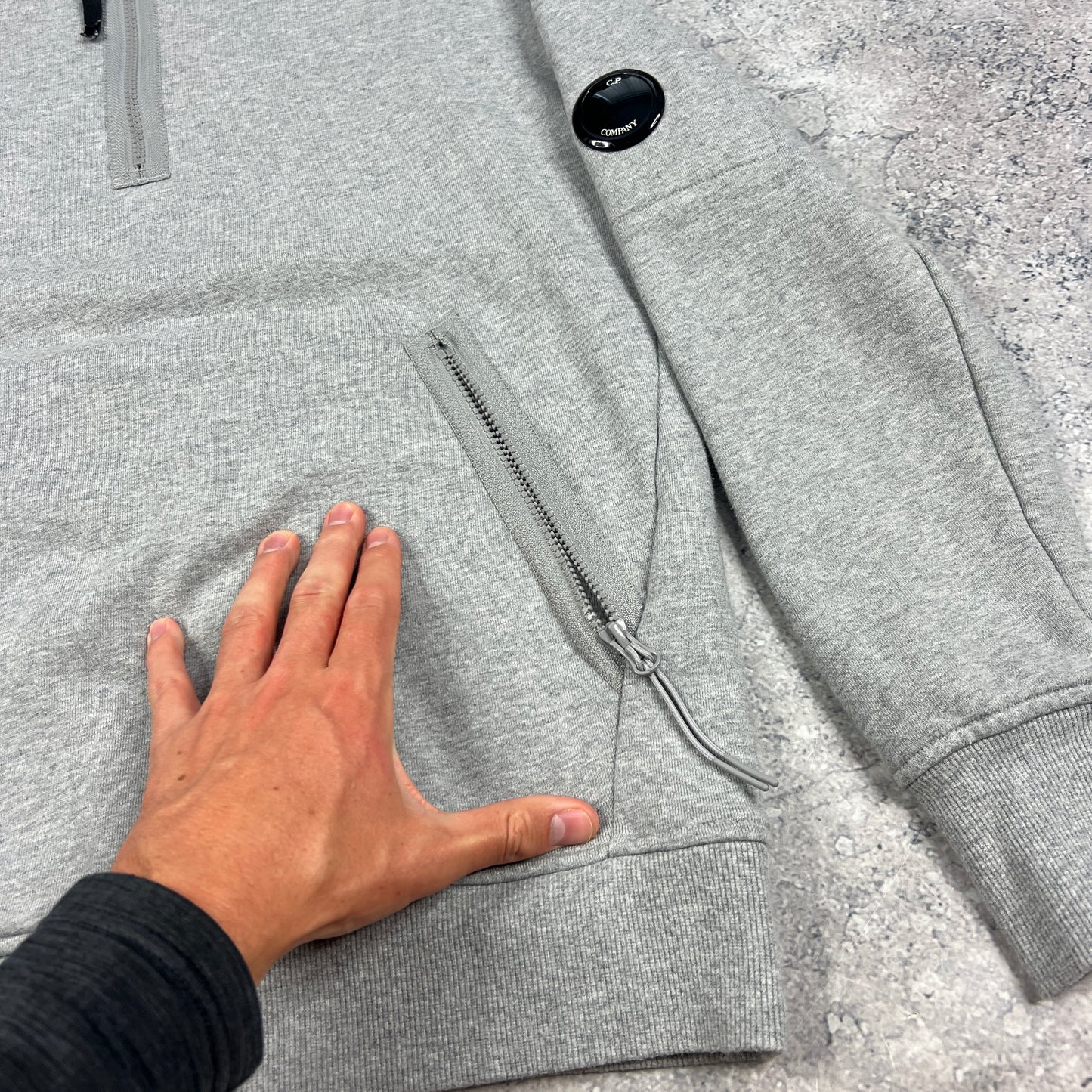 CP Company Grey Q Zip Lens Sweatshirt Medium 21”