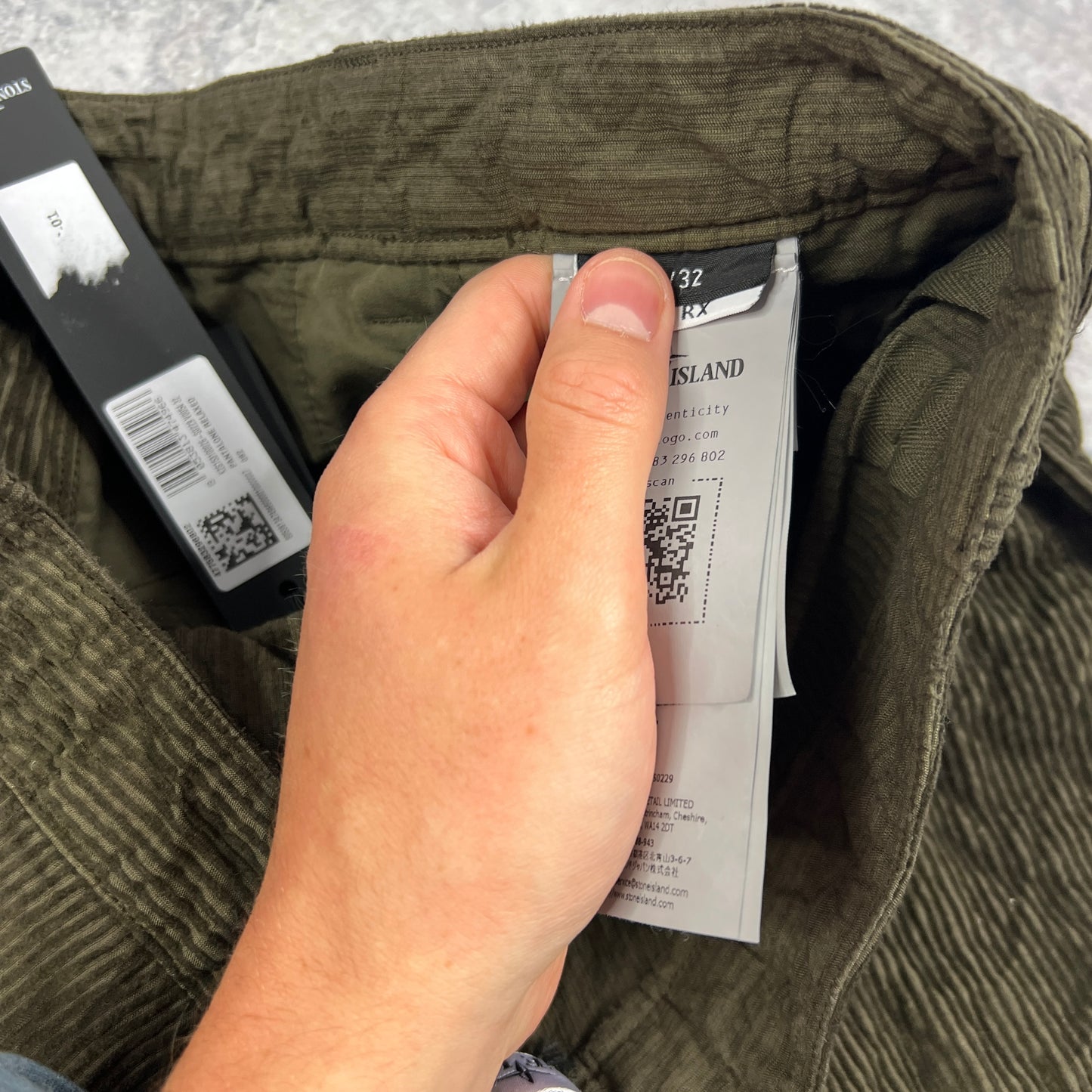 Stone Island Khaki Wrinkled Corduroy Trousers W32” BNWT