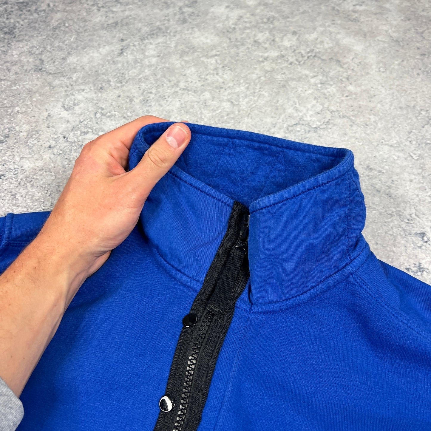 Stone Island Blue Q Zip Sweatshirt Large 23”