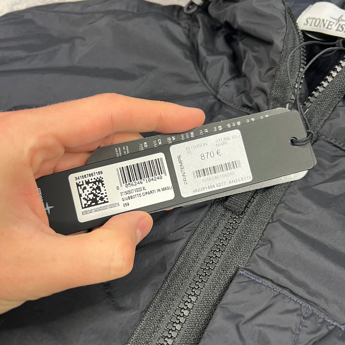 Stone Island Navy Crinkle Reps Knit Primaloft Jacket XL 24” BNWT