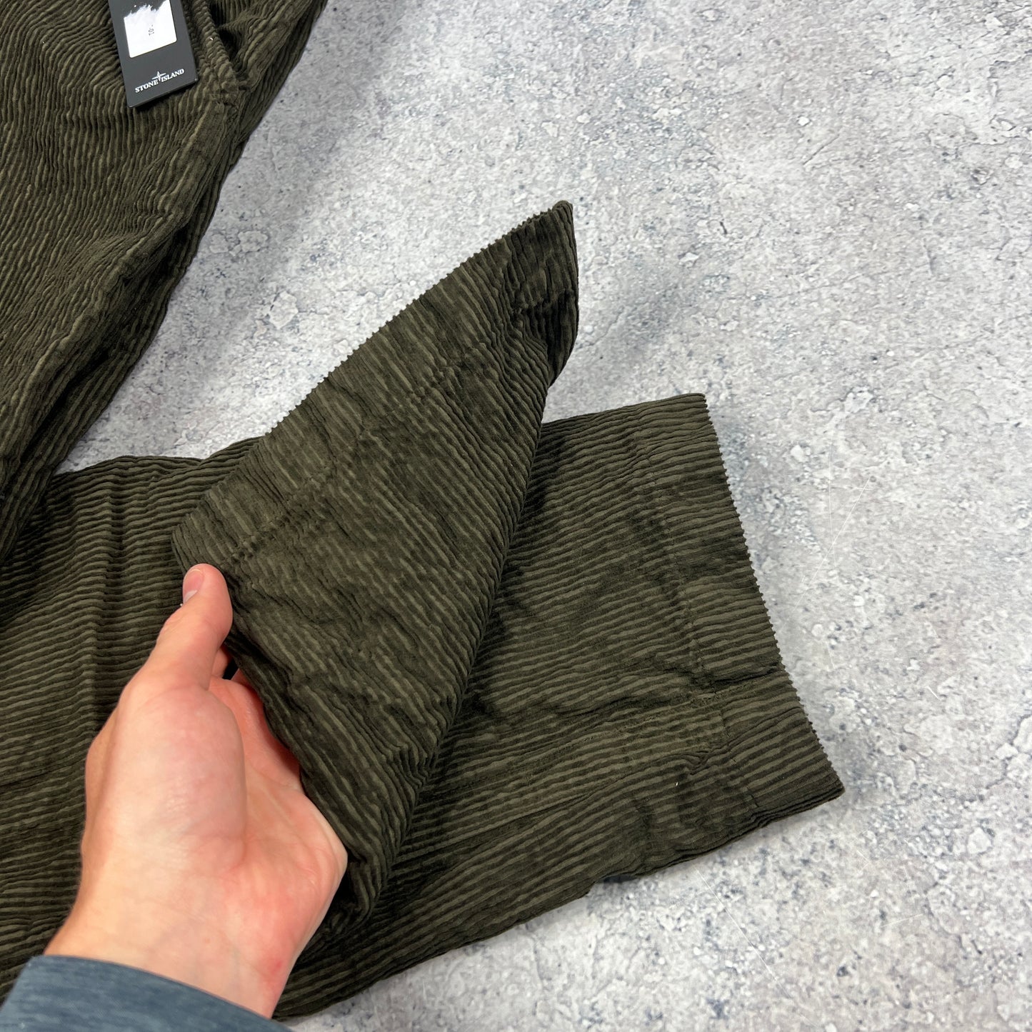Stone Island Khaki Wrinkled Corduroy Trousers W32” BNWT