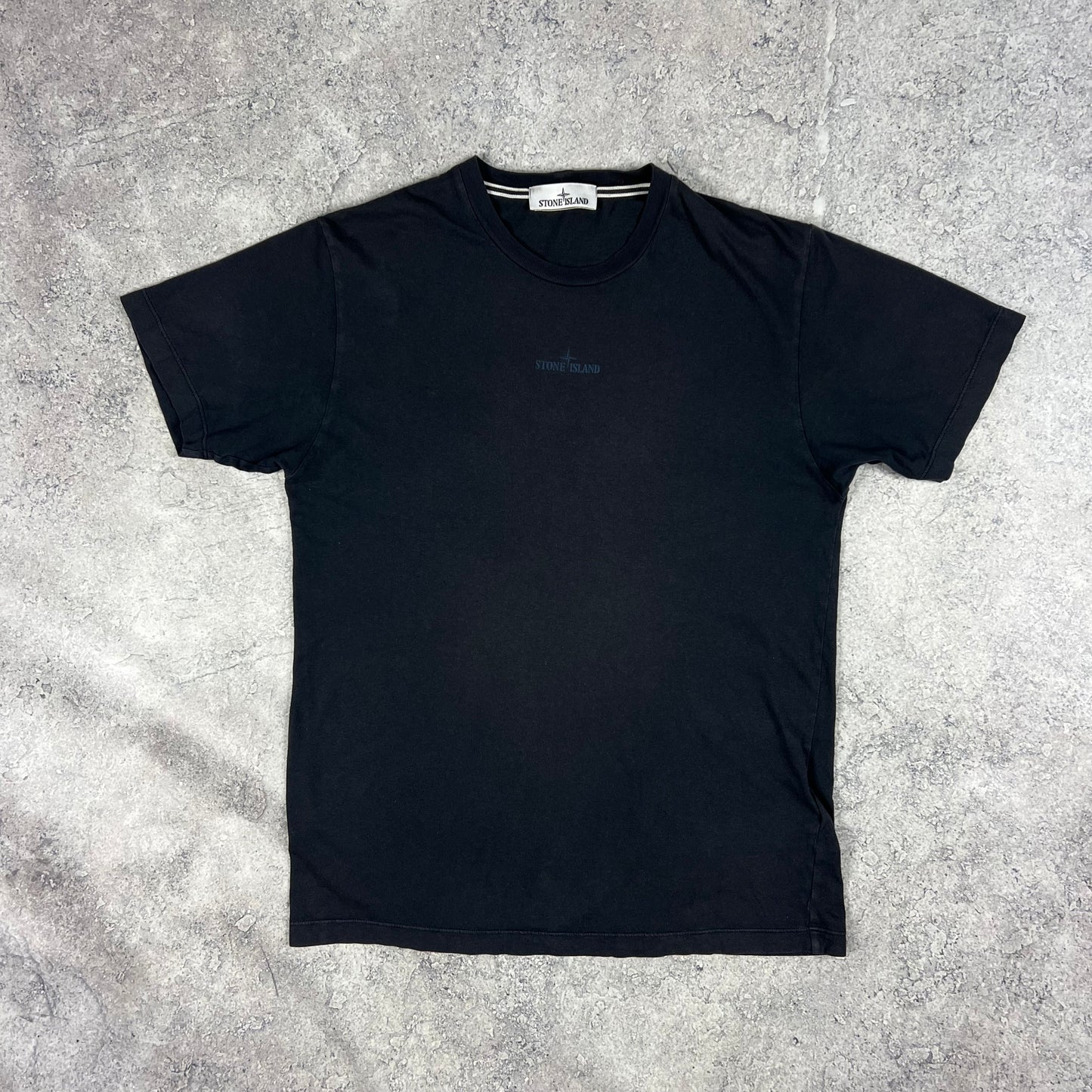 Stone Island Navy Letter Logo T-Shirt Medium 20.5”