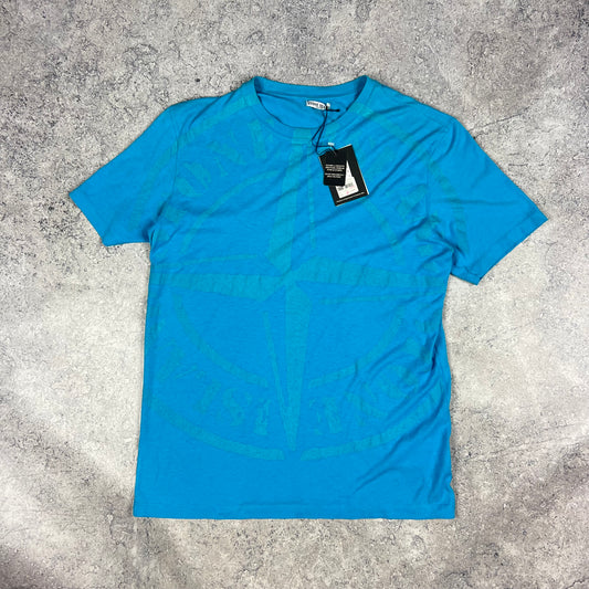 Stone Island Blue Phosphorescent Print T-Shirt Large (Fits S/M) 19.75”