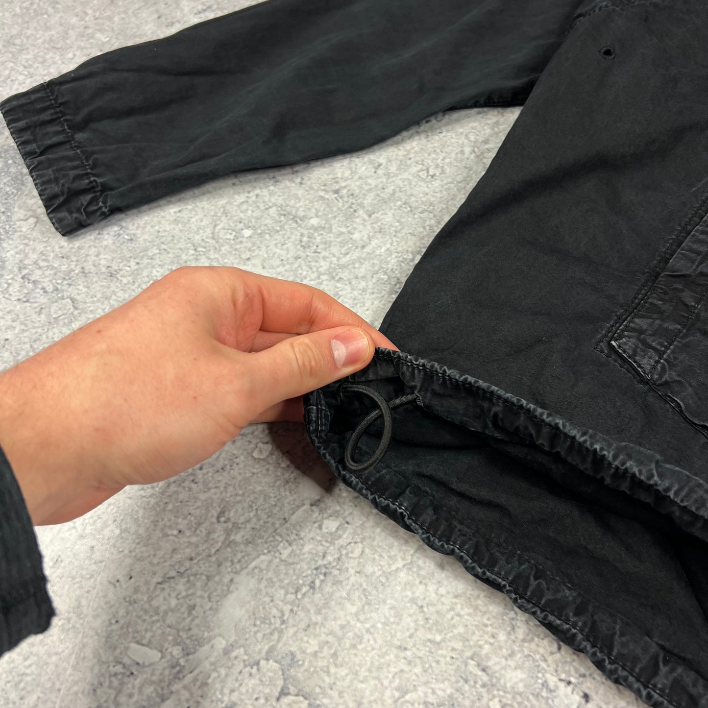 Stone Island Black Tela Garment Dyed Smock Small 23.5”