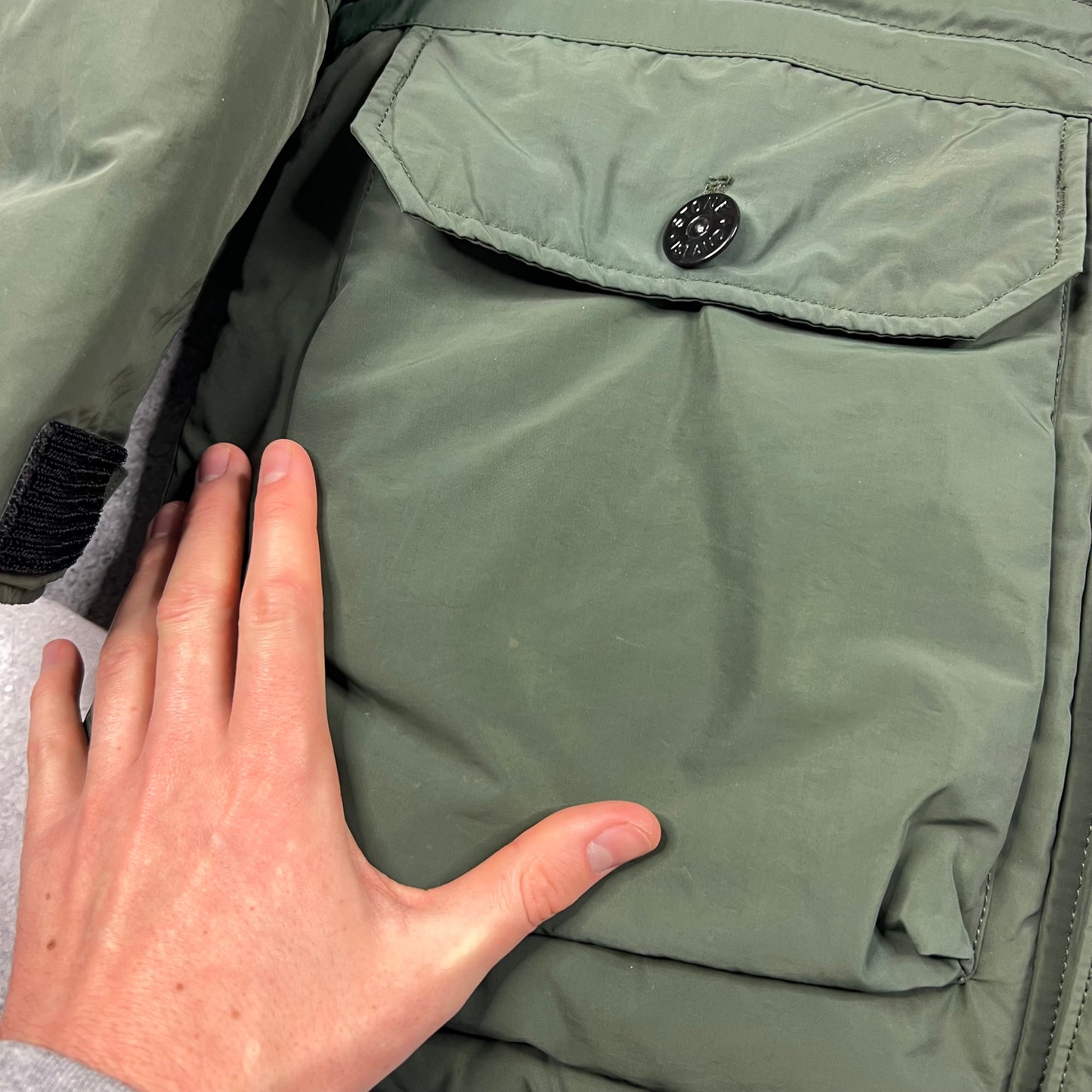 Stone Island Green Micro Reps Down Parka Large 25.5”