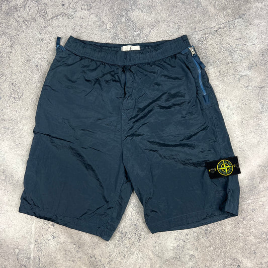 Stone Island Blue Nylon Metal Cargo Shorts W30”