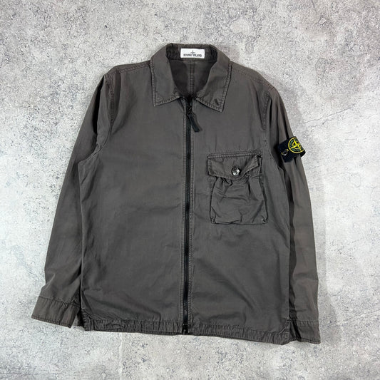 Stone Island Grey Garment Dyed Overshirt Medium 21.5”