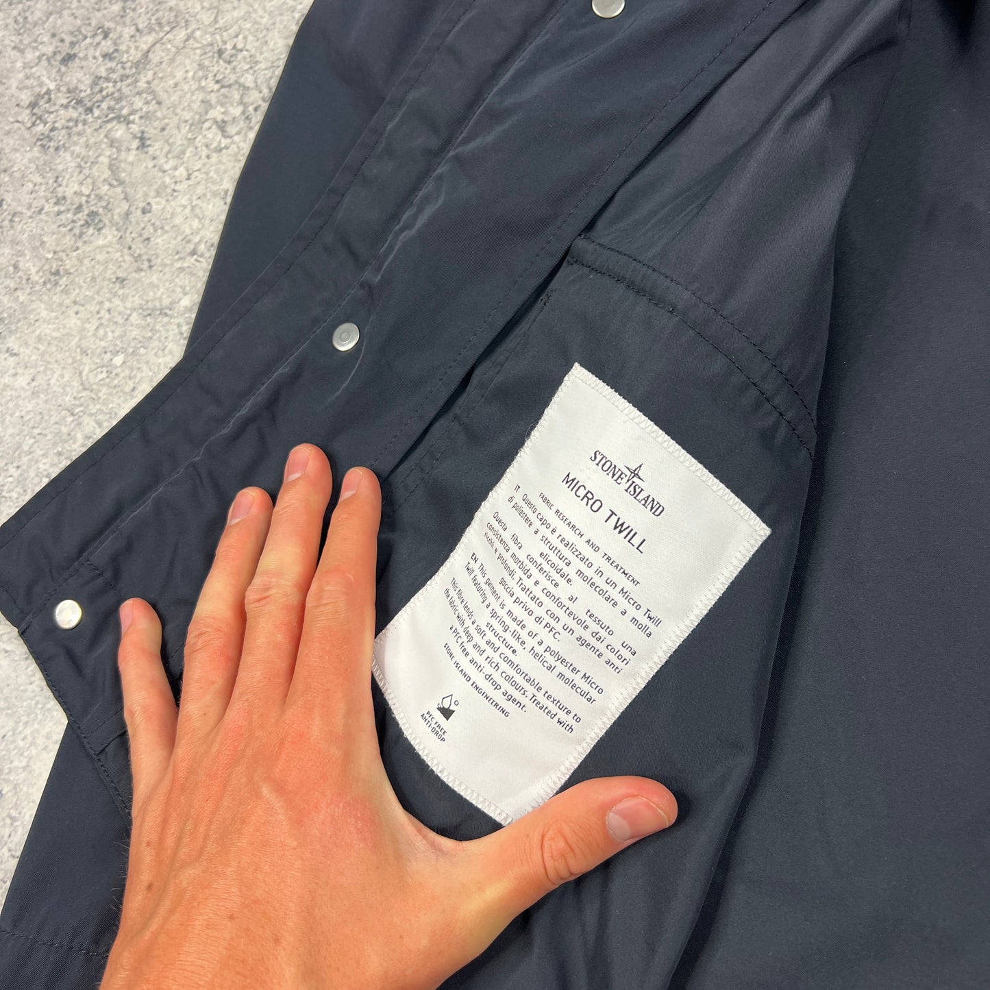 Stone Island Navy Micro Twill Jacket Medium 22.25”