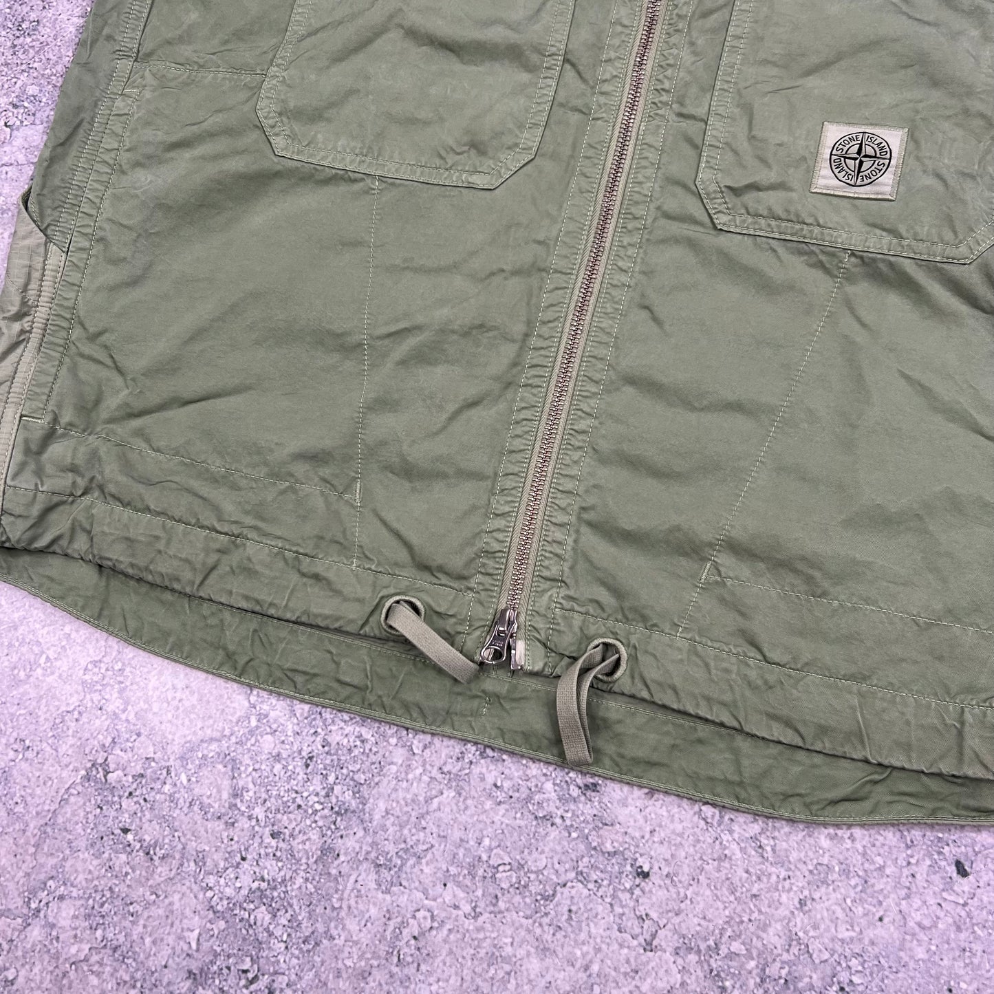 Stone Island Green Cupro Cotton Vest Large 22.5”