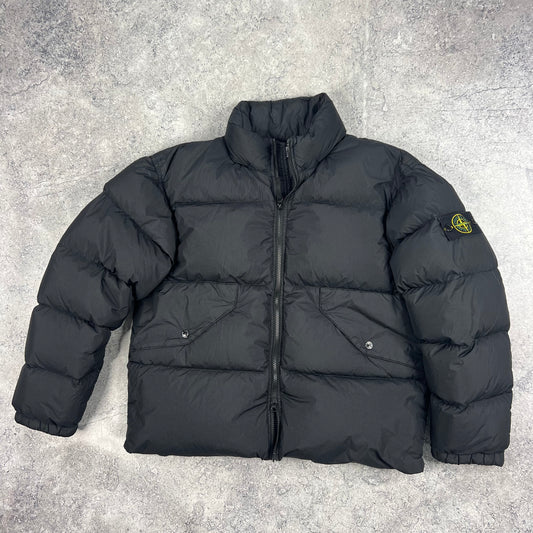 Stone Island Black Crinkle Reps Down Jacket Large 24.5”