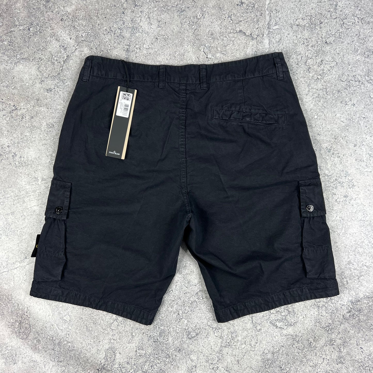 Stone Island Navy Garment Dyed Cargo Shorts W32” BNWT