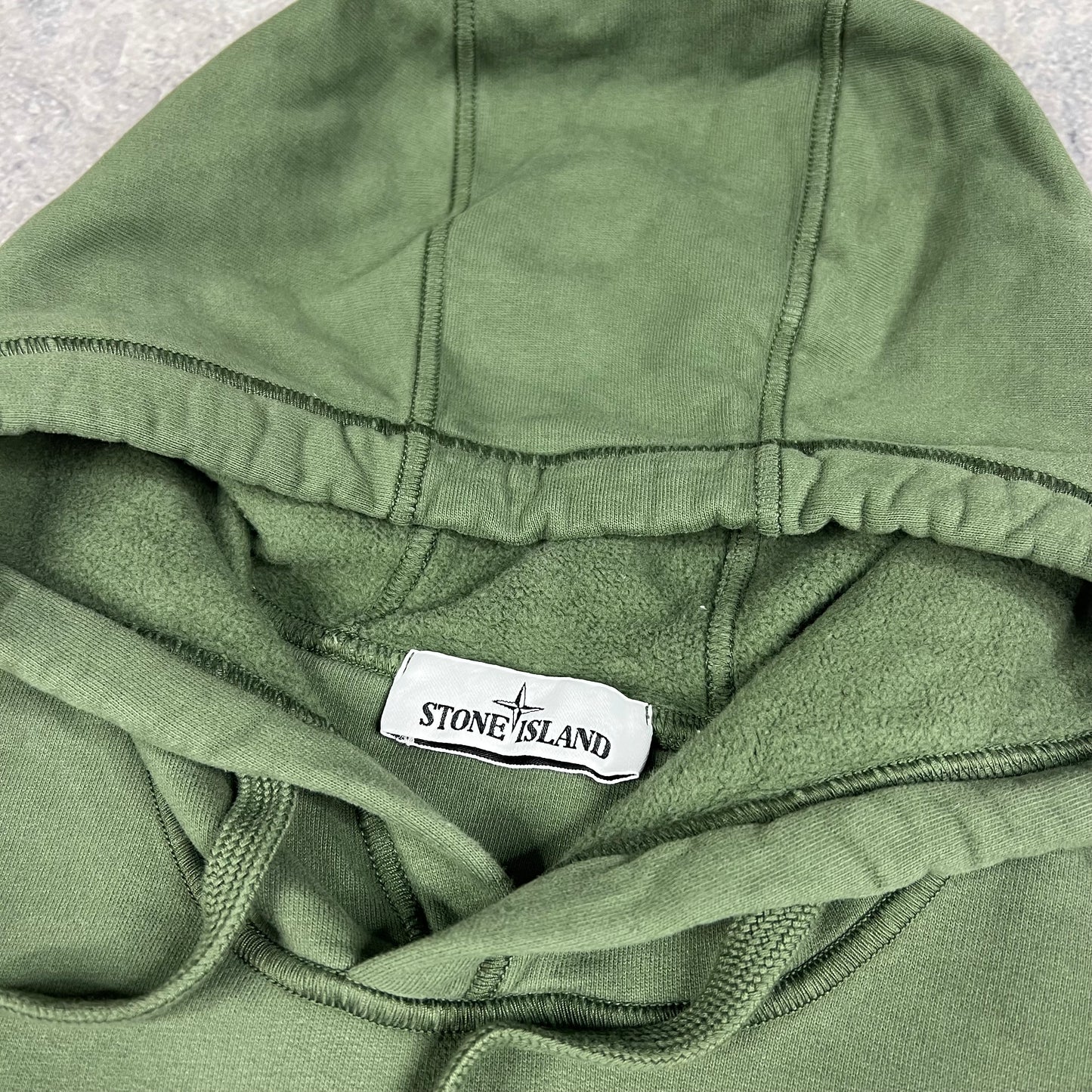 Stone Island Khaki Pullover Hoodie Large 23”