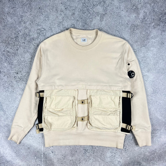 CP Company Beige Lens Utility Sweatshirt Small 21.5”
