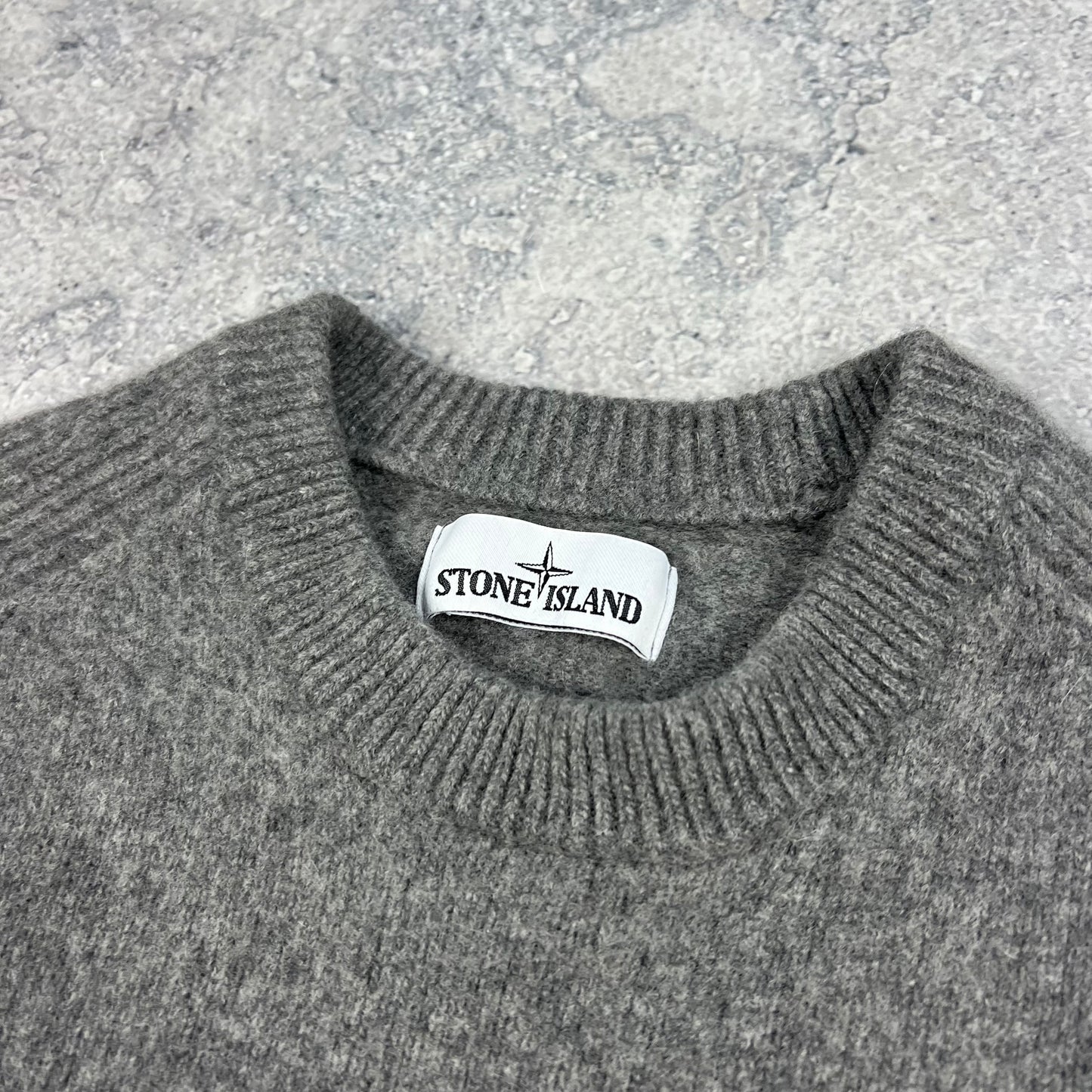 Stone Island Grey Wool Knit Jumper Large fits M 21.25”