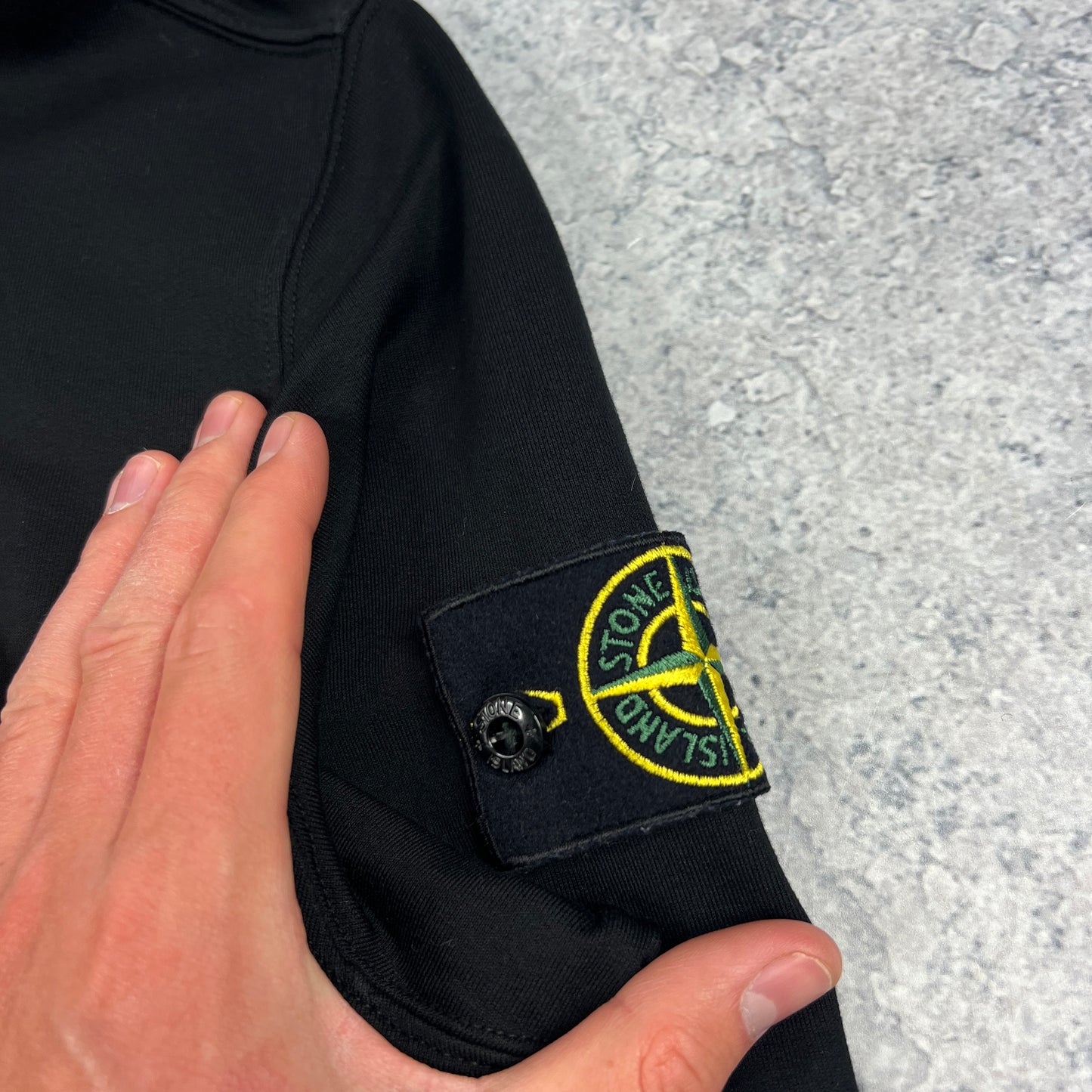 Stone Island Black Pullover Hoodie Medium 22.25”