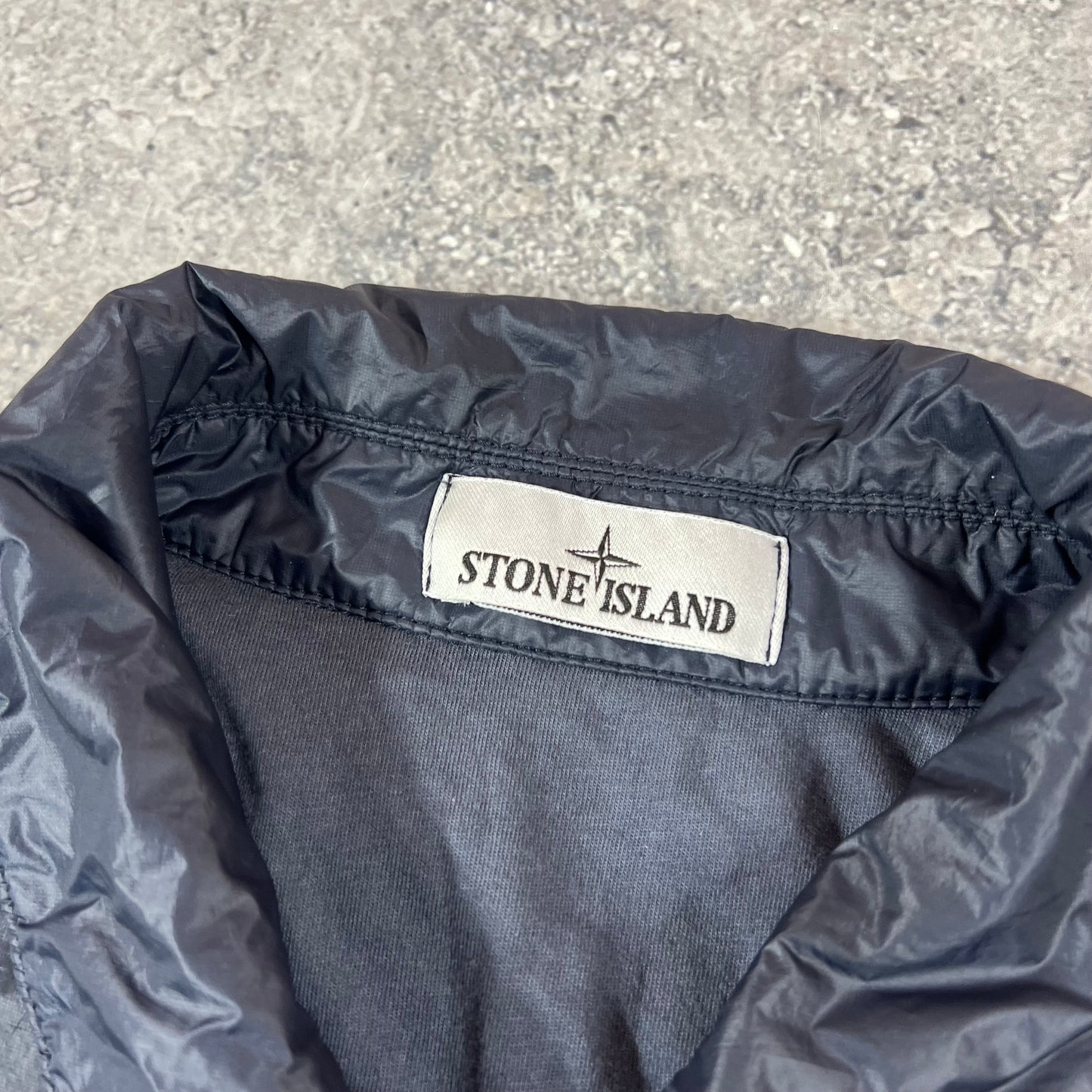Stone Island Navy Micro Yarn Coach Jacket Large 23.5”