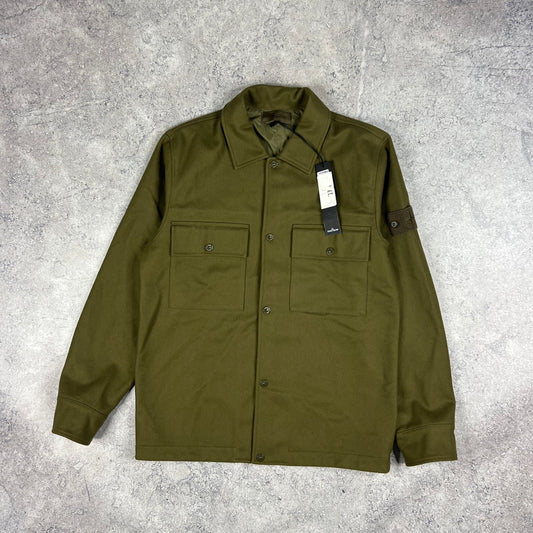 Stone Island Khaki Ghost Wool Overshirt Medium 21.75” BNWT