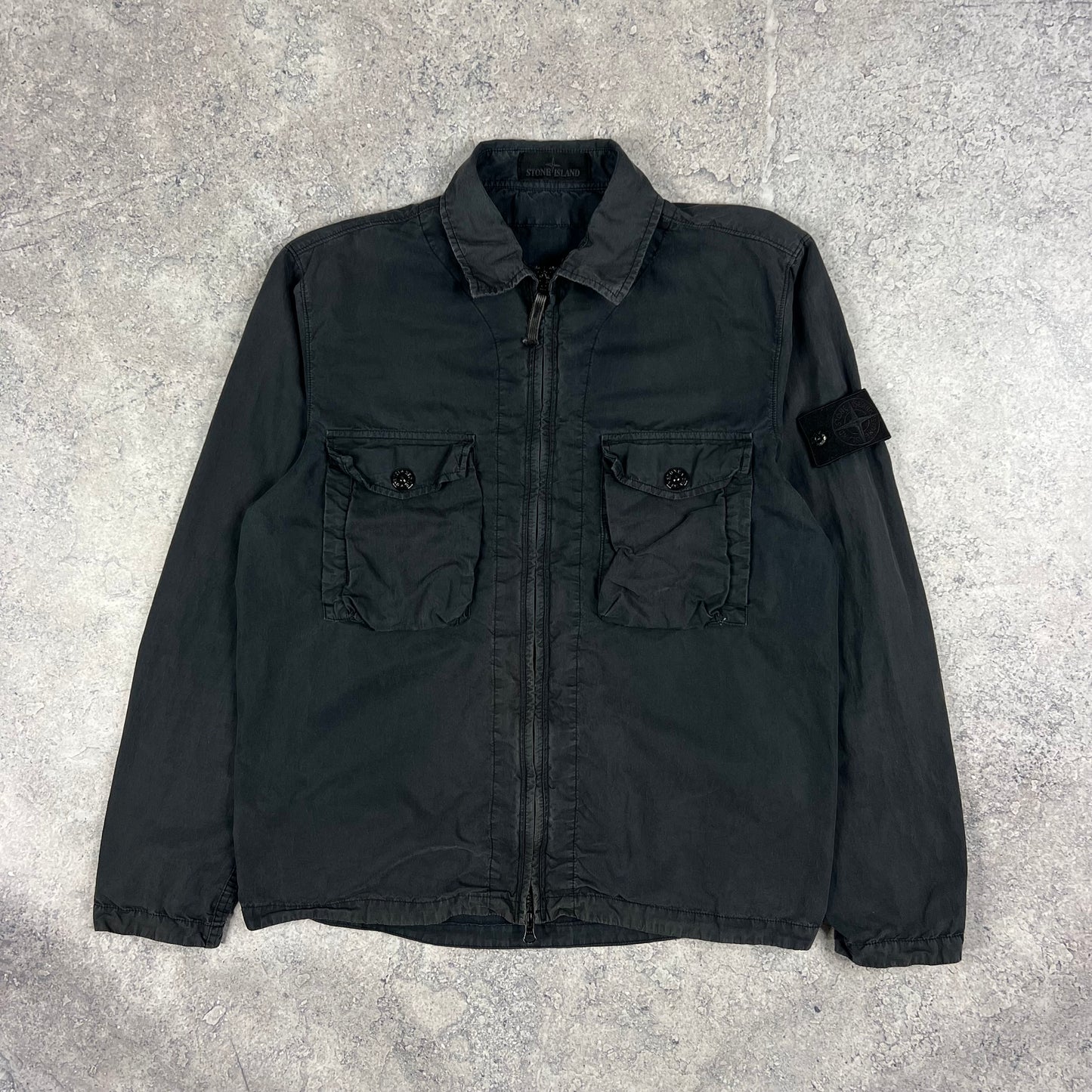 Stone Island Ghost Black 50 Fili Overshirt Medium 21.75”