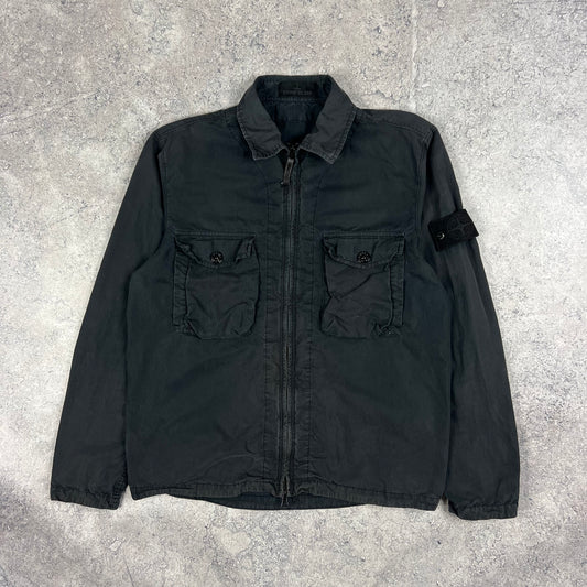 Stone Island Ghost Black 50 Fili Overshirt Medium 21.75”