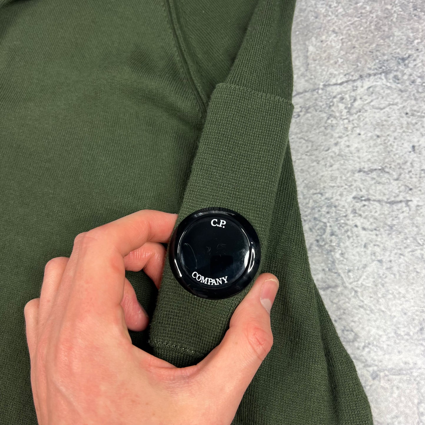 CP Company Green Knit Lens Q Zip Size 50 M/L 20”