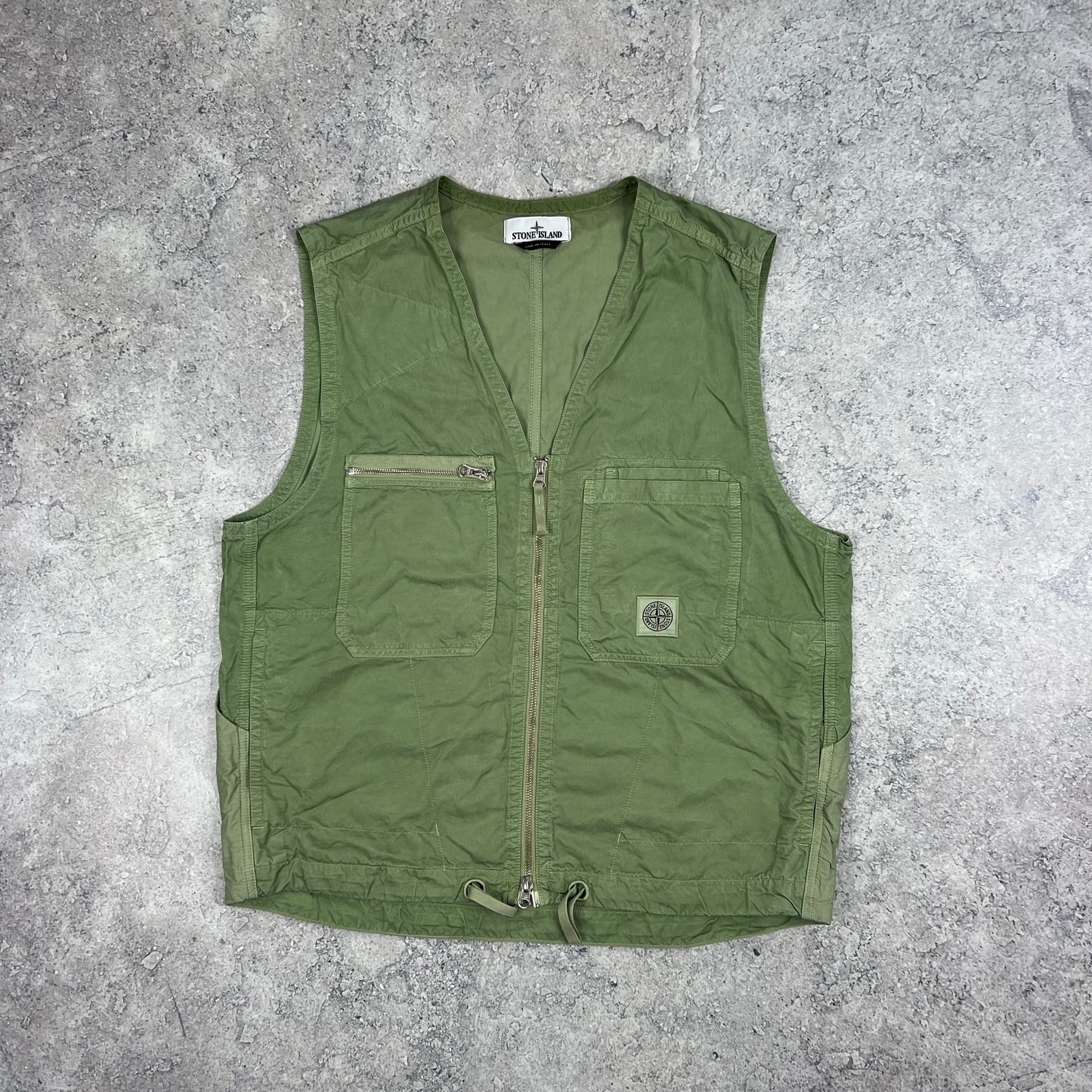 Stone Island Green Cupro Cotton Vest Large 22.5”