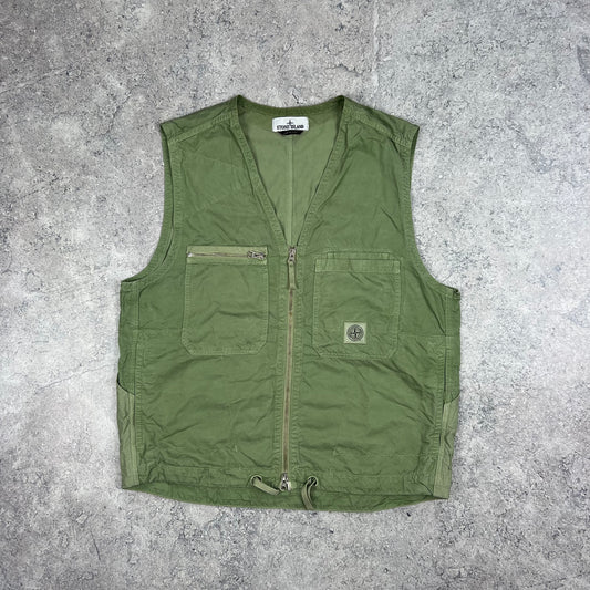 Stone Island Green Cupro Cotton Vest Large 22.5”
