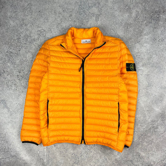 Stone Island Orange Loom Woven Down Jacket Medium 21.5”