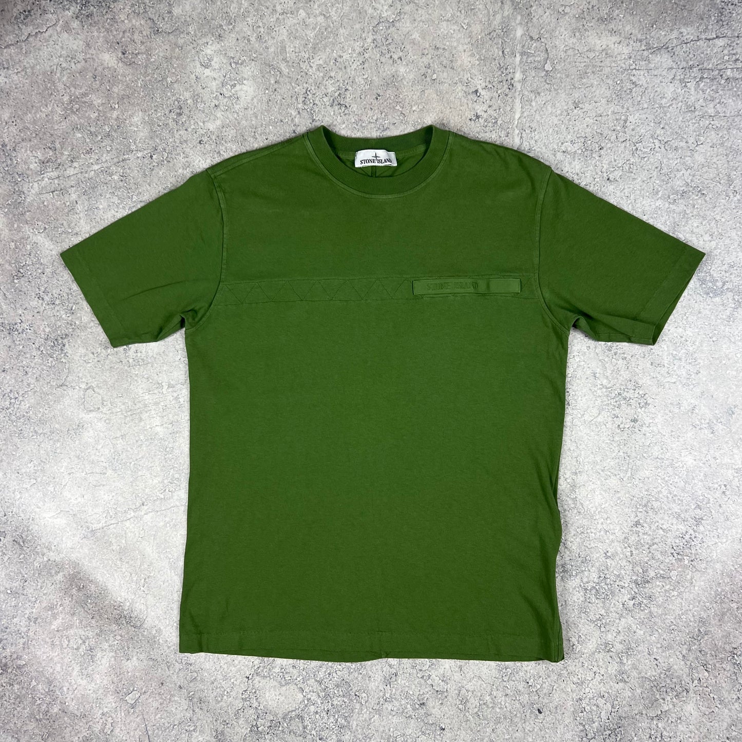 Stone Island Green Tape Logo T-Shirt Medium  21.25”