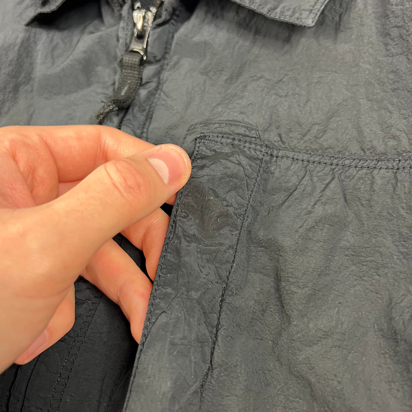Stone Island Black Nylon Metal Overshirt Large 22”