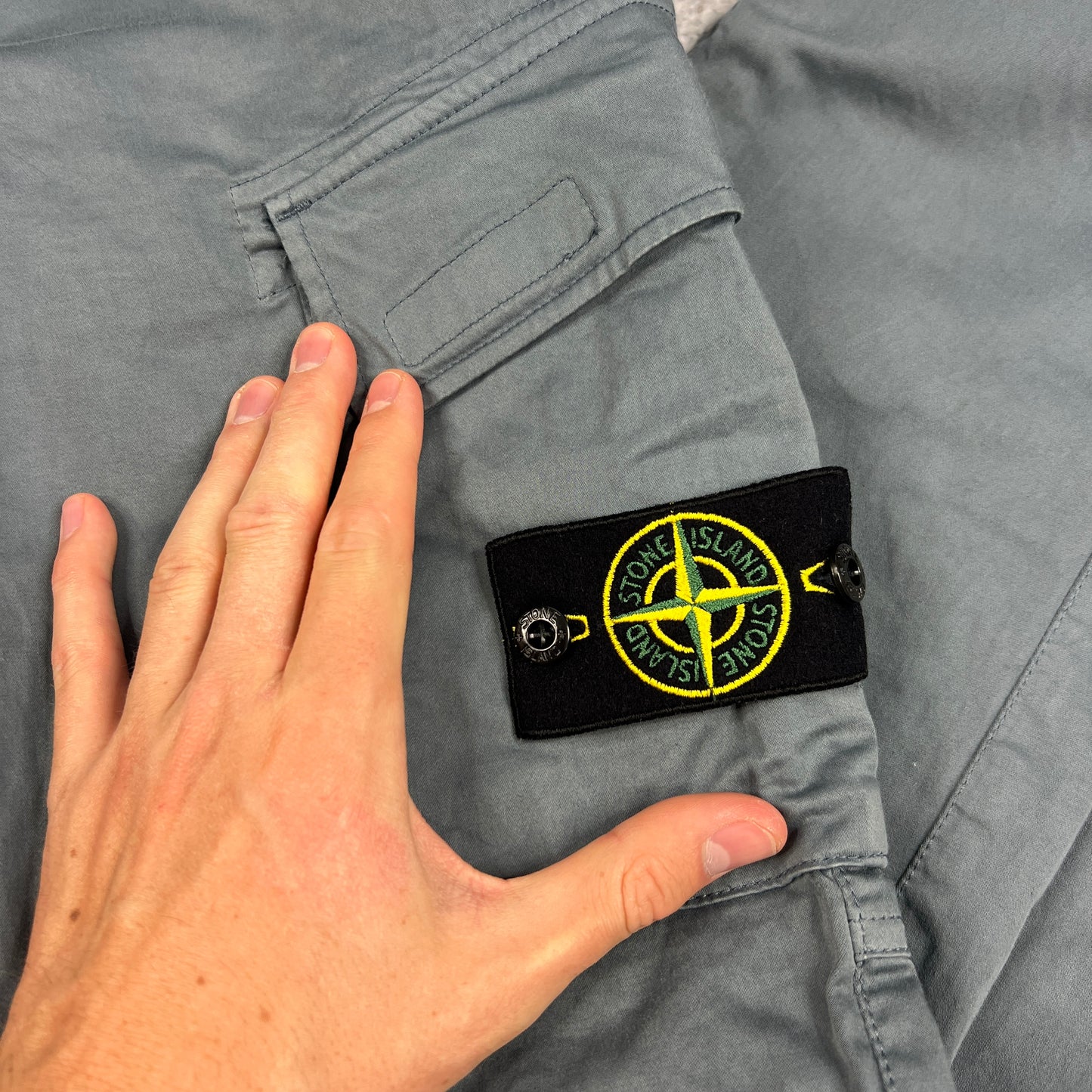 Stone Island Powder Blue Cuffed Cargos W32”