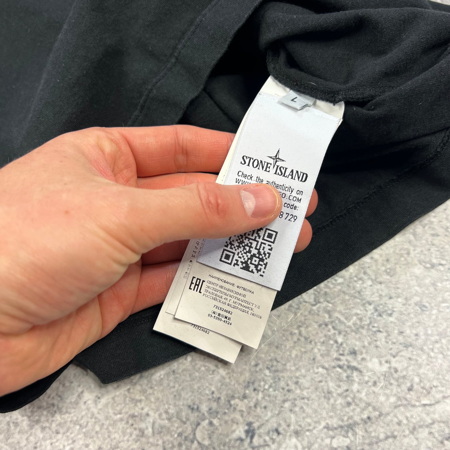 Stone Island Black Paint T-Shirt Large 20.5”