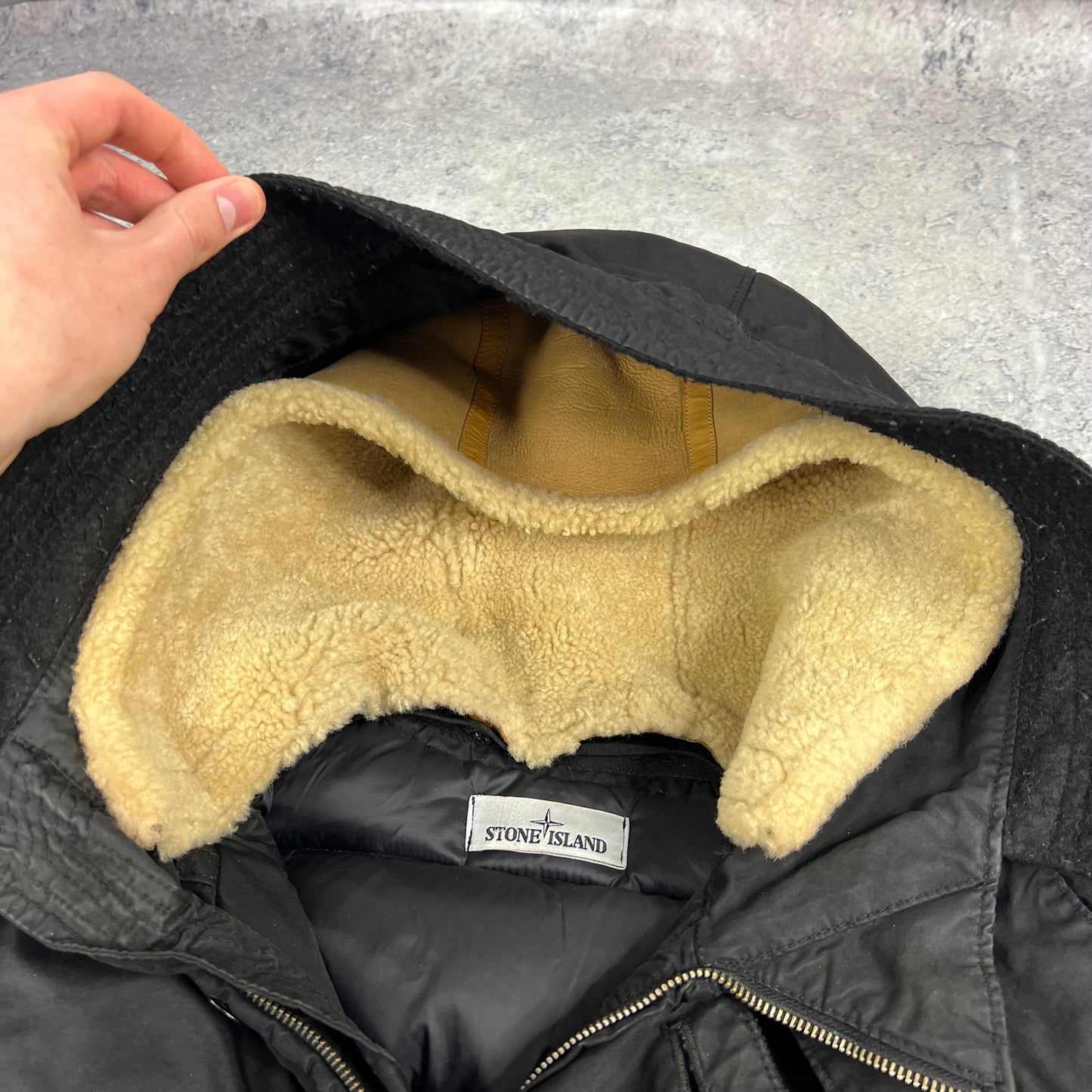 Stone Island Black David Down Parka Jacket Small 22”