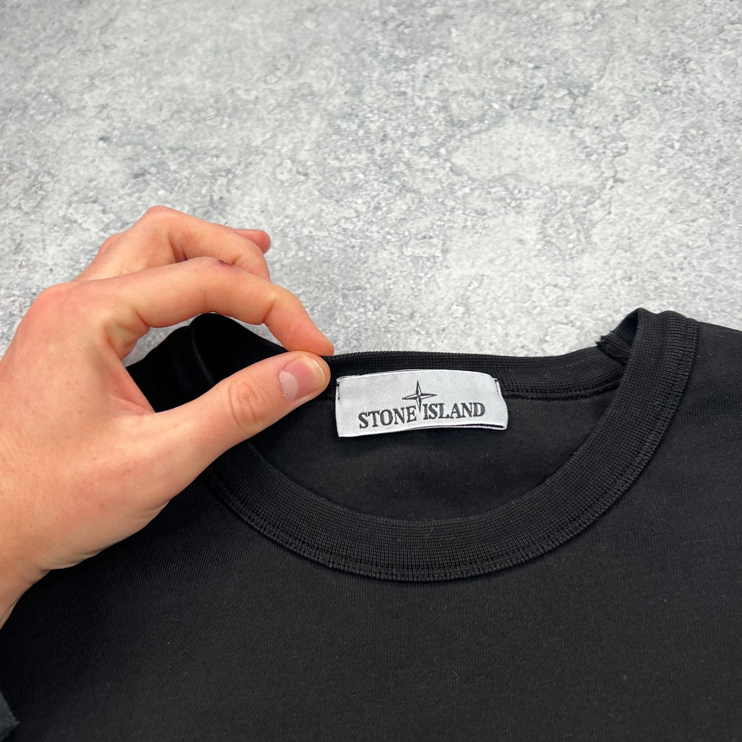 Stone Island Black Boxy Logo Sweatshirt Small 23”