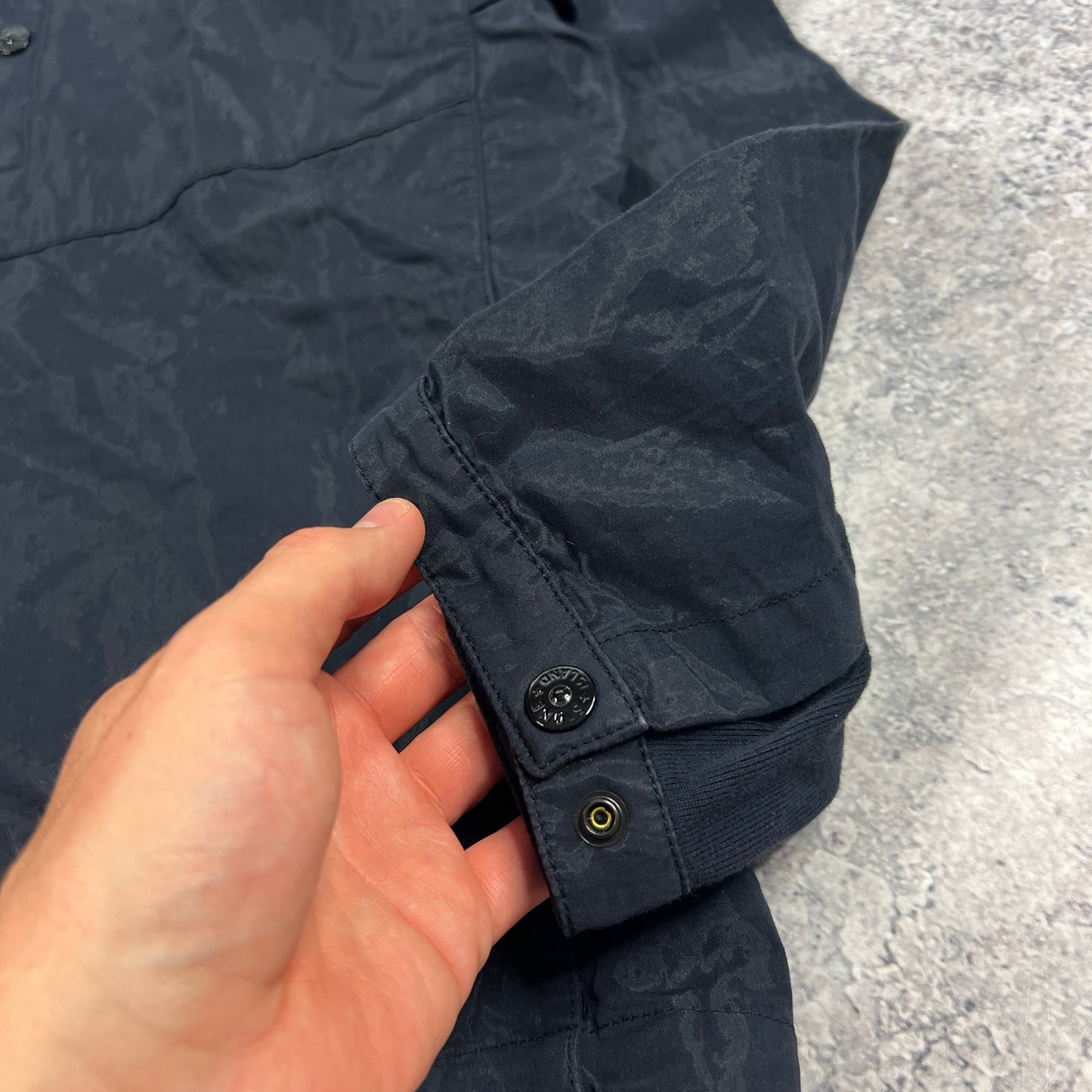 Stone Island Navy Cotton/Nylon Shimmer Hooded Overshirt XL 23.5”