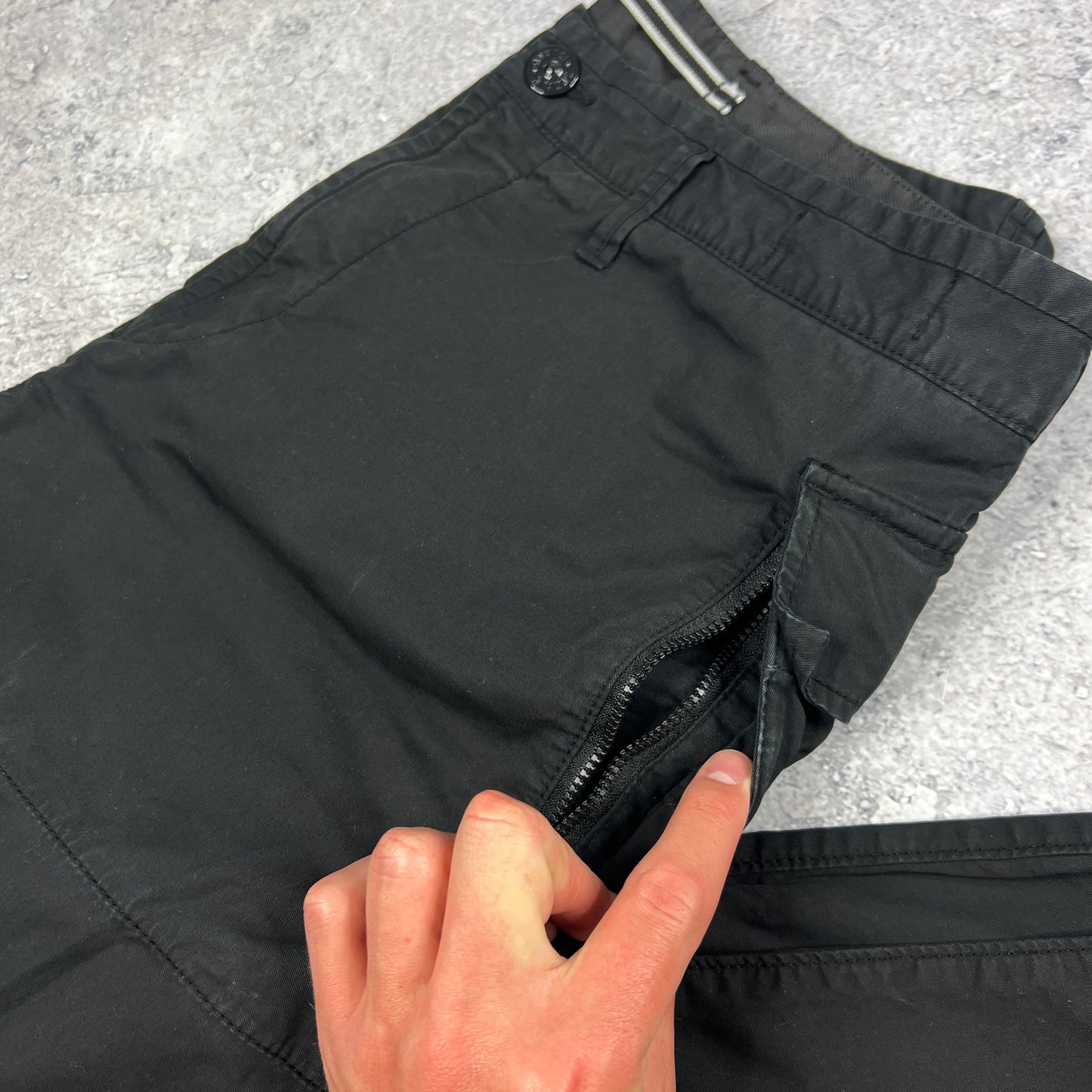 Stone Island Black Regular Cargo Trousers W33-34”