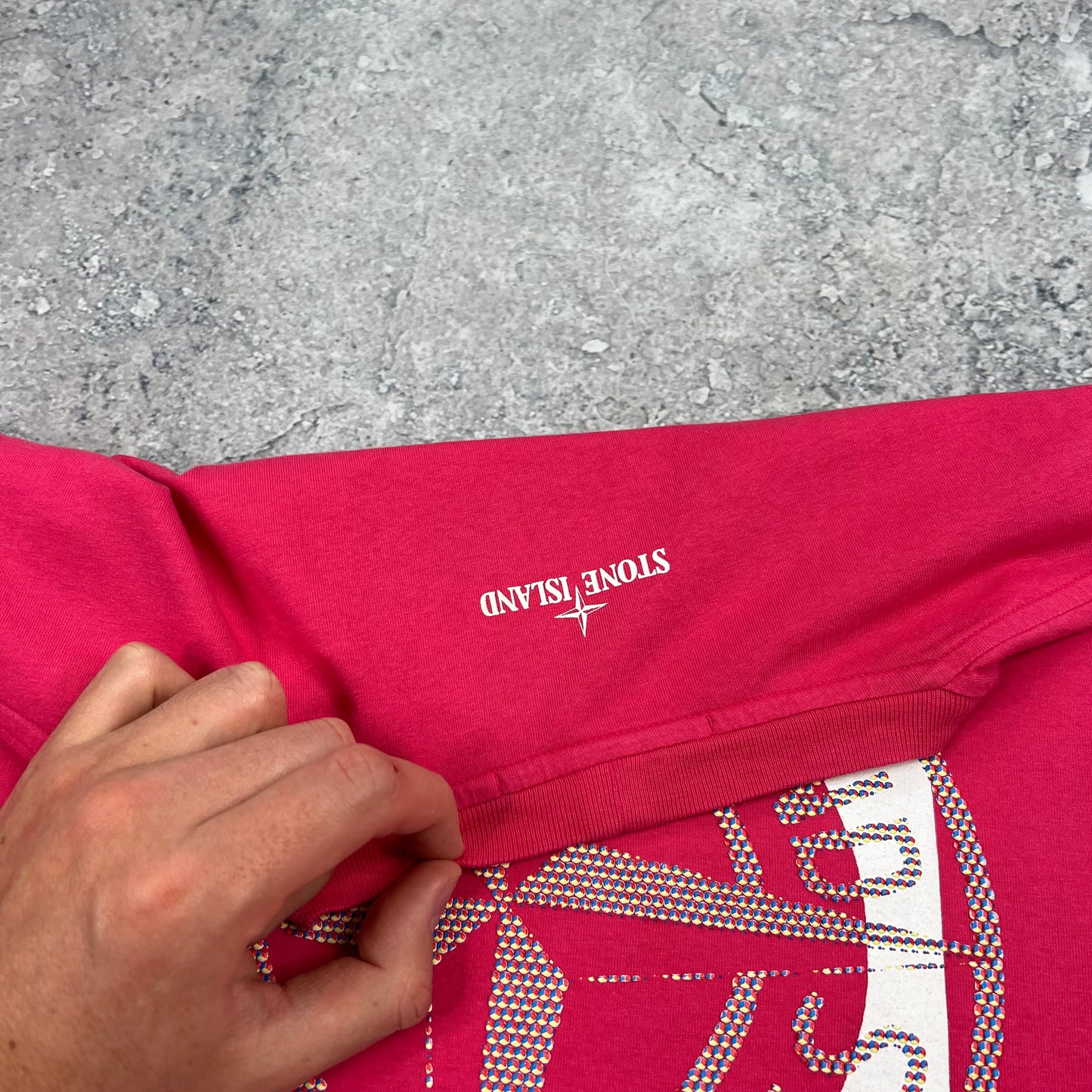 Stone Island Pink Tricromia T-Shirt Small 19.5”