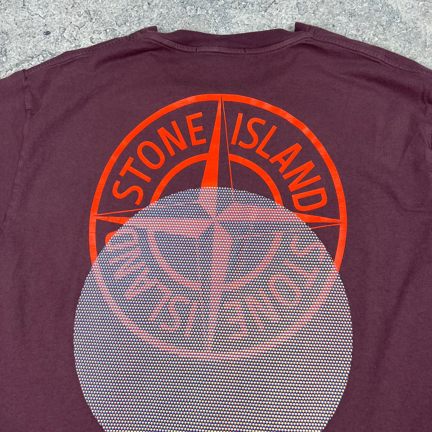 Stone Island Burgundy Tricromia T-Shirt Large 21”