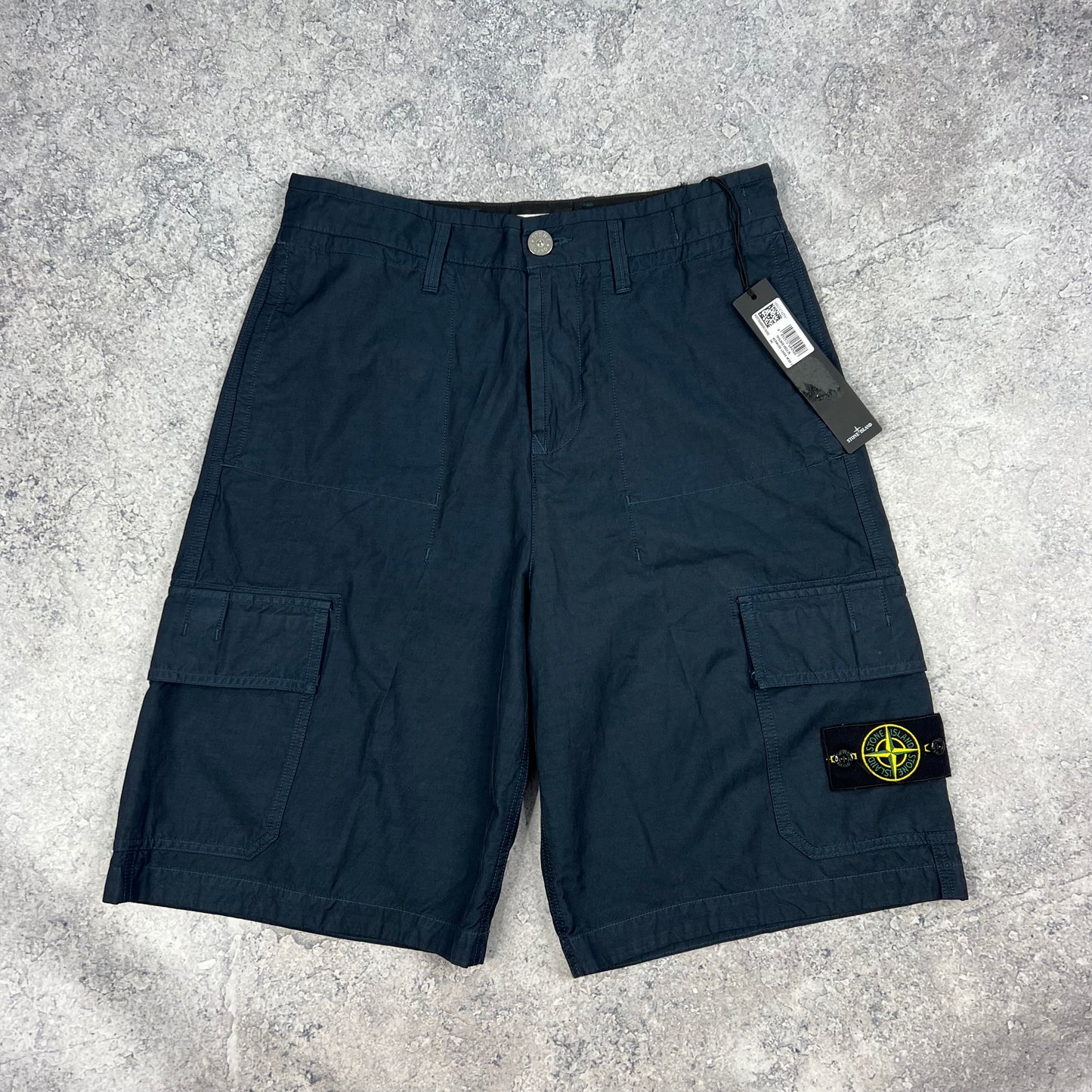 Stone Island Navy Loose Fit Wide Cargo Shorts W29-30” BNWT