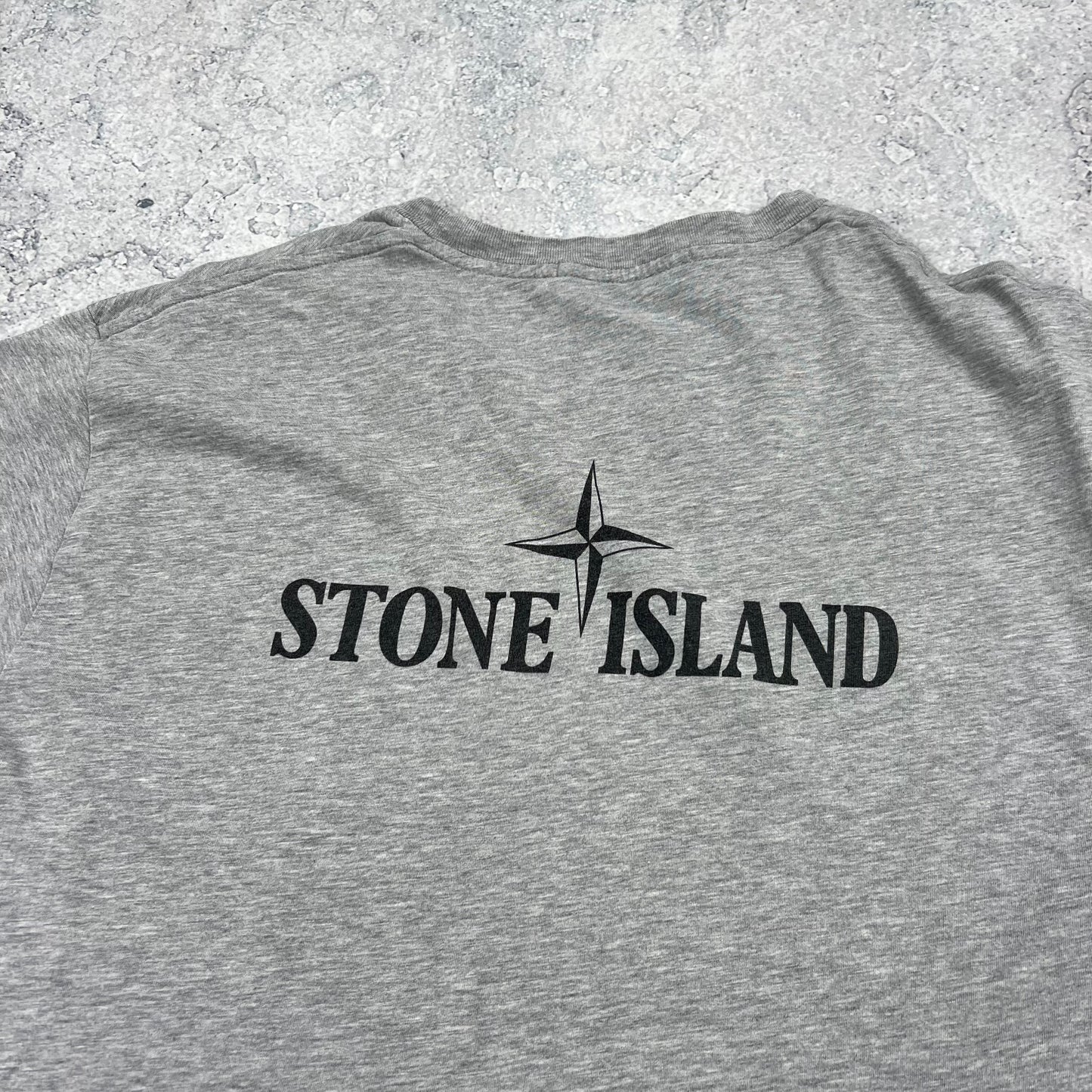 Stone Island Grey Spellout T-Shirt Large 20.75”