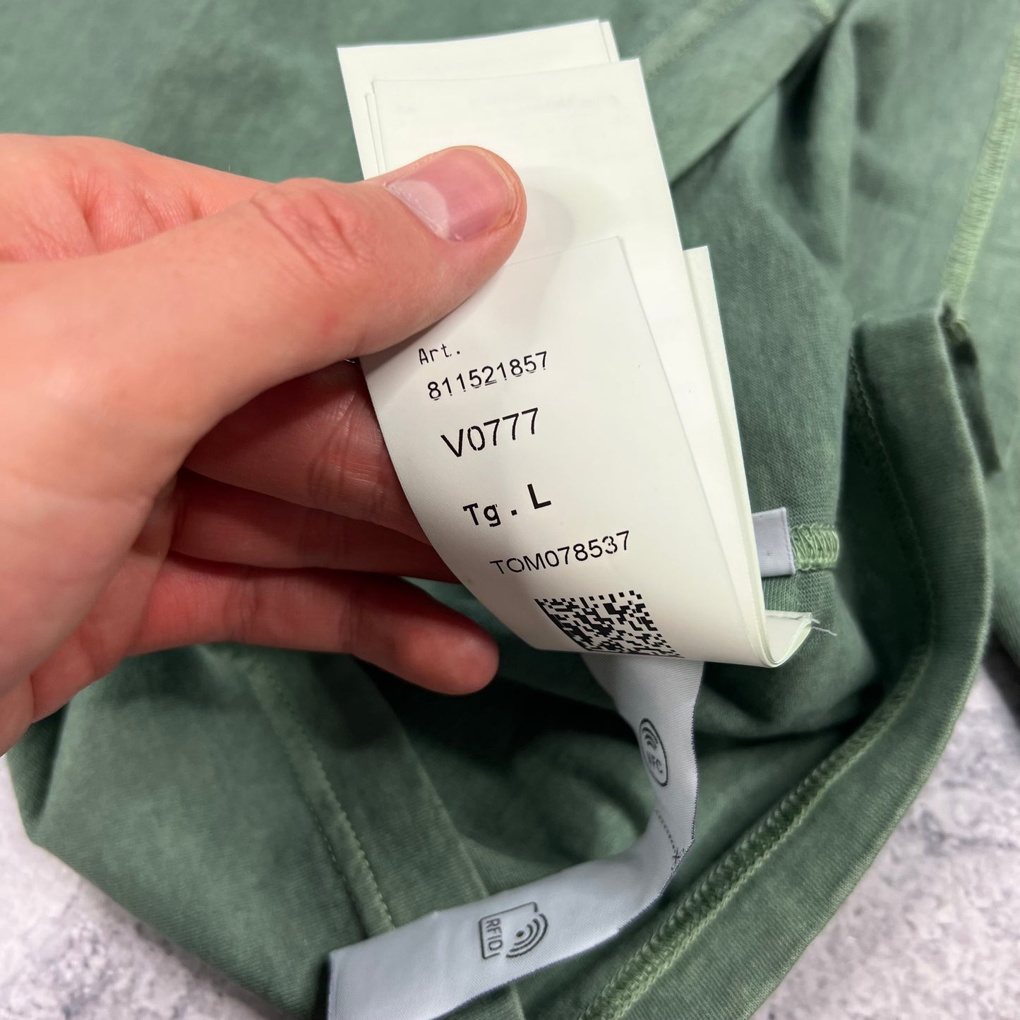 Stone Island Green Garment Dyed Long Sleeve T-Shirt Large 21.5”
