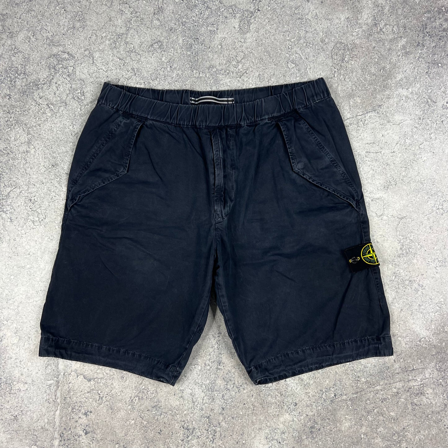 Stone Island Navy Garment Dyed Cargo Shorts W36”
