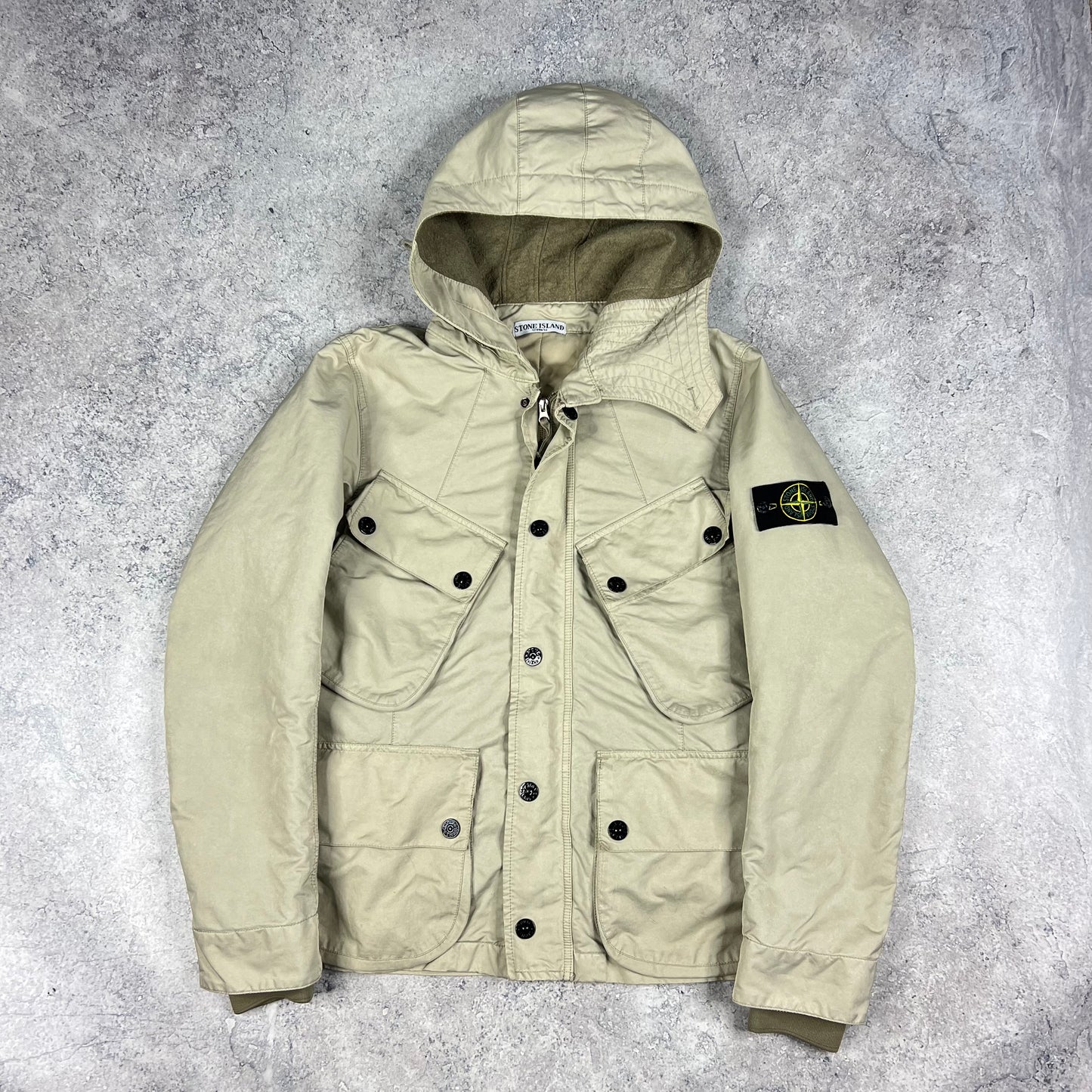 Stone Island Beige David TC Hooded Jacket Large 22”