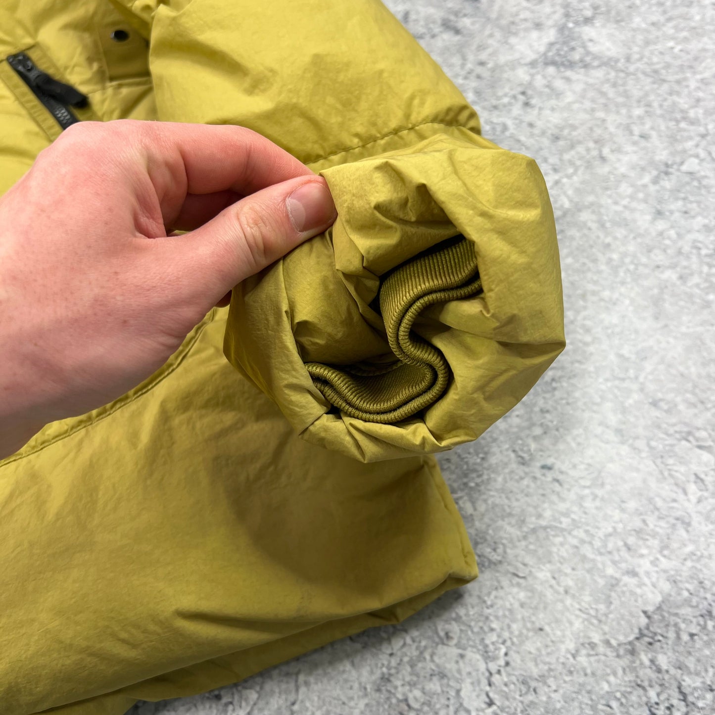 Stone Island Mustard Crinkle Reps Down Jacket Large 23”