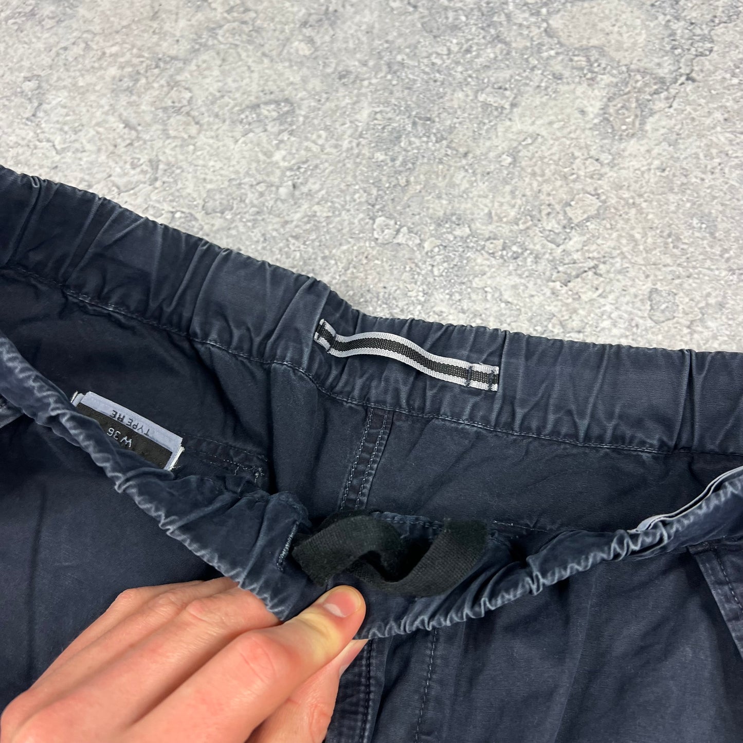 Stone Island Navy Garment Dyed Cargo Shorts W36”