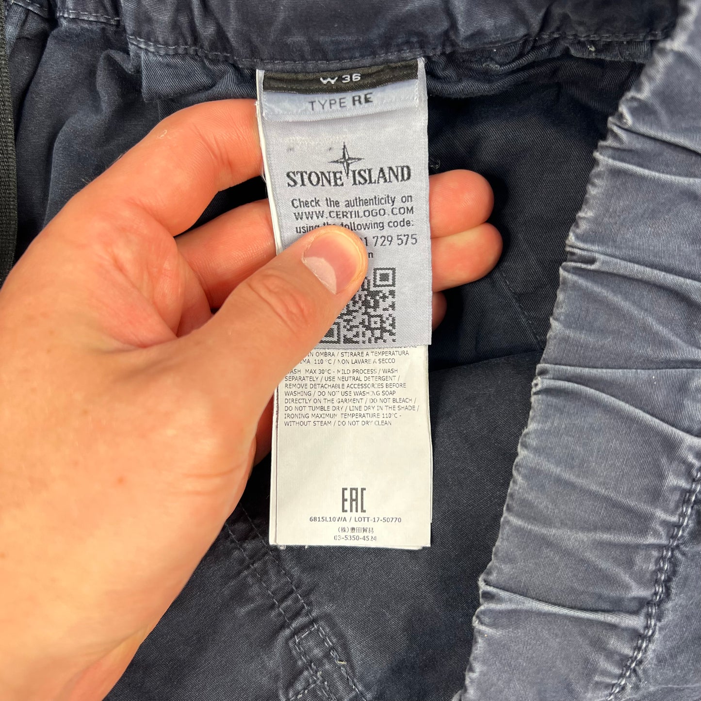 Stone Island Navy Cargo Shorts W36”